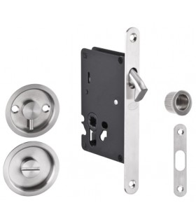 Serrure pour porte coulissante bois avec rosaces conda/déconda.