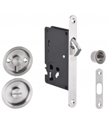 Serrure pour porte coulissante bois avec rosaces conda/déconda.