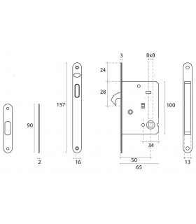 Serrure de porte coulissante en bois ouverture avec béquille 