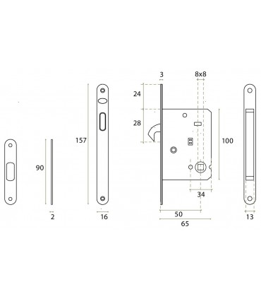 Serrure de porte coulissante en bois ouverture avec béquille