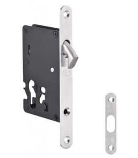 Serrure de porte coulissante en bois ouverture avec cylindre européen ou béquille 