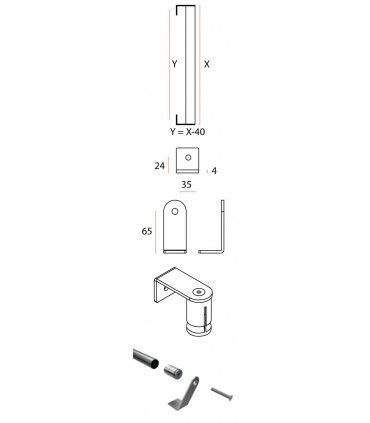 Poignée modulaire série Easy flat droit technique