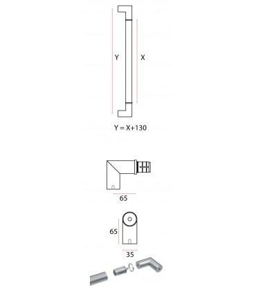 Poignée modulaire série Easy round angulaire 90° technique