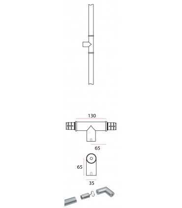 Poignée modulaire série Easy round intermédiaire en T technique