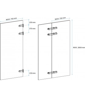 Charnière inox ouverture à 90° verre sur verre
