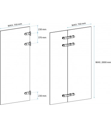 Charnière inox ouverture à 90° verre sur verre
