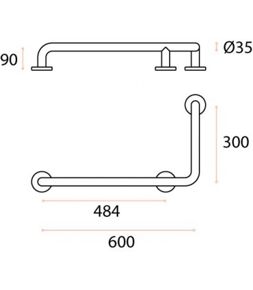 Barre d'appuie sur mur Ø 35 mm