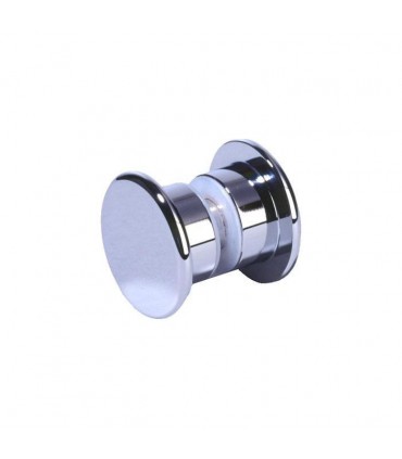 Poignée bouton plat chromé brillant