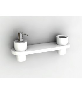 Etagère avec pot et distributeur de savon fixation murale série Button Etagère avec pot et distributeur de savon fixation murale série Button