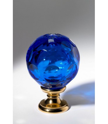 Boule départ de rampe d'escalier motifs ronds bleu