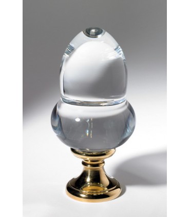 Boule départ de rampe d'escalier en cristal plein forme Gland lisse