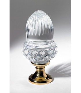 Boule départ de rampe d'escalier en cristal plein forme Gland nid d'abeille et biseau Boule départ de rampe d'escalier en cristal plein forme Gland nid d'abeille et biseau