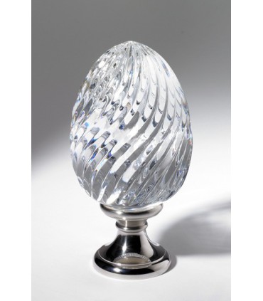 Oeuf départ de rampe d'escalier en cristal plein forme torsades