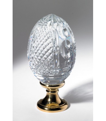 Oeuf départ de rampe d'escalier en cristal plein forme pontil et diamand