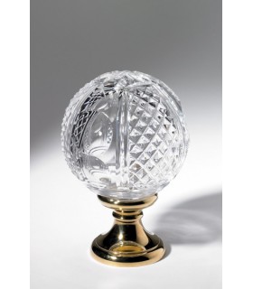 Boule départ de rampe d'escalier Pontil diamants en cristal soufflé Boule départ de rampe d'escalier Pontil diamants en cristal soufflé