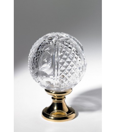 Boule départ de rampe d'escalier Pontil diamants en cristal soufflé