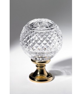 Boule départ de rampe d'escalier Couronne et diamants en cristal soufflé Boule départ de rampe d'escalier Couronne et diamants en cristal soufflé