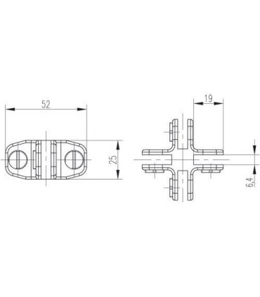 Connecteur quatre volumes de verre à 90° et 180°