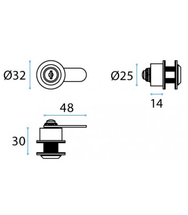 Serrure batteuse à cylindre amovible avec enjoliveur carré