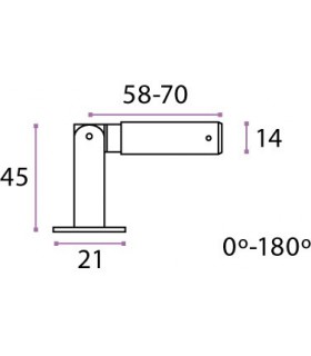 Fixation haute ou basse orientable pour câble Ø 3 mm Fixation haute ou basse orientable pour câble Ø 3 mm