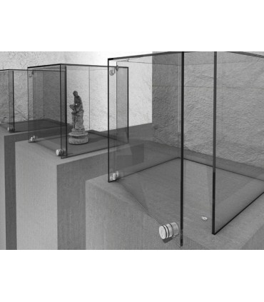 Charnière pour porte de vitrine en verre fixation par collage UV