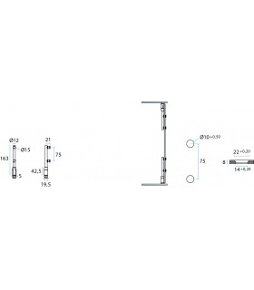 Charnière verticale en inox pour porte de vitrine en verre Charnière verticale en inox pour porte de vitrine en verre