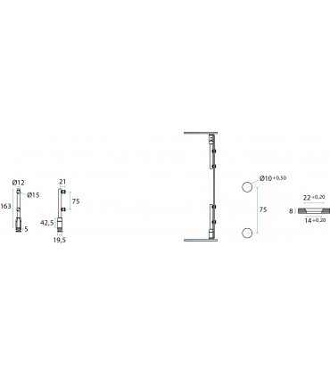 Charnière verticale en inox pour porte de vitrine en verre