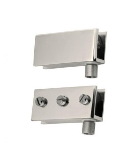 Set de 2 Charnières pince pivot pour porte de vitrine en verre Set de 2 Charnières pince pivot pour porte de vitrine en verre