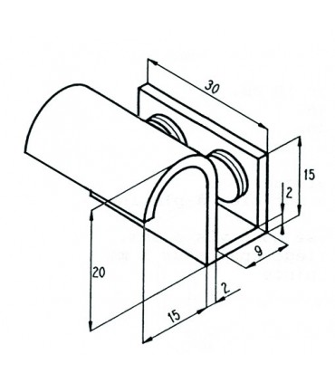 Poignée tirette large pour porte de vitrine en verre 