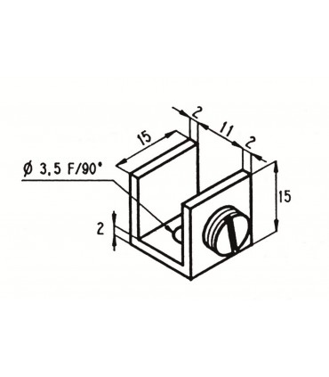Pince fixe pour vitrine en verre d'épaisseur 6 à 8 mm