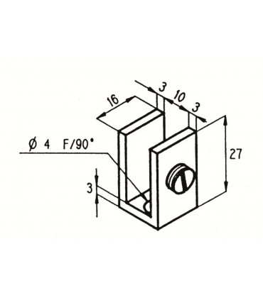 Pince fixe pour vitrine en verre d'épaisseur 6 à 8 mm