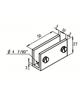 Pince fixe pour vitrine en verre d'épaisseur 6 à 8 mm