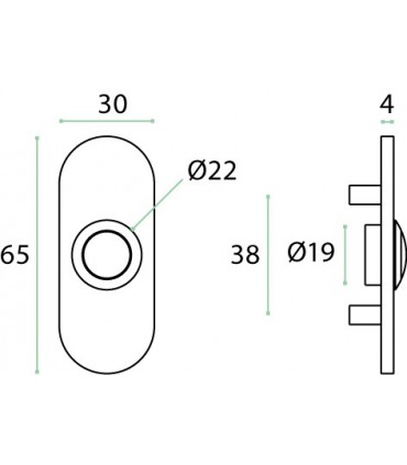 Bouton de sonnette oblong en inox brossé