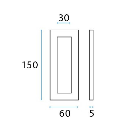 Poignée inox 150 mm à coller sur porte coulissante en verre