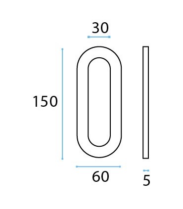 Poignée inox 150 mm à coller sur porte coulissante en verre