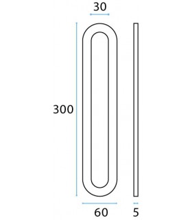 Poignée inox 300 mm à coller sur porte coulissante en verre Poignée inox 300 mm à coller sur porte coulissante en verre