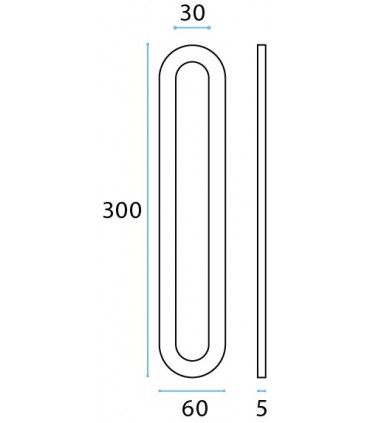 Poignée inox 300 mm à coller sur porte coulissante en verre