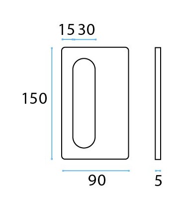 Poignée inox 150 mm à coller sur porte coulissante en verre