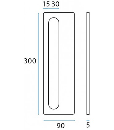 Poignée inox 300 mm à coller sur porte coulissante en verre