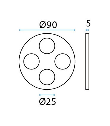 Poignée inox Ø 90 mm à coller sur porte coulissante en verre