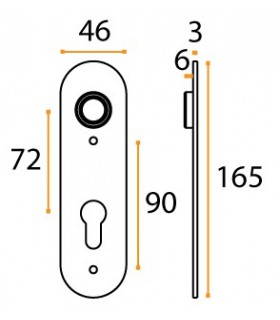 Paire de plaque courte arrondie pour poignée béquille