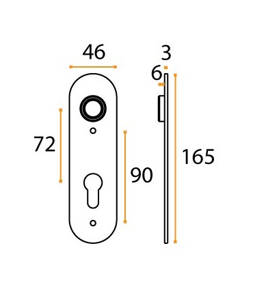 Paire de plaque courte arrondie pour poignée béquille
