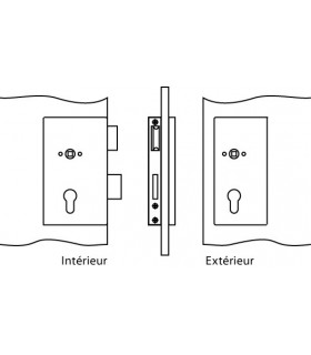 Serrure rectangulaire verticale pour porte en verre