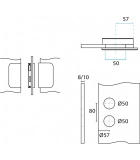 Serrure rectangulaire verticale pour porte en verre