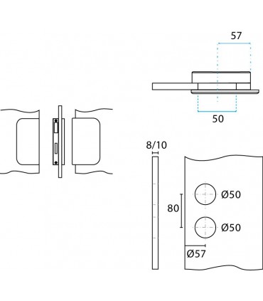 Serrure rectangulaire verticale pour porte en verre