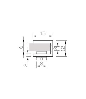 Pince fixe pour vitrine en verre d'épaisseur 4 à 6 mm Pince fixe pour vitrine en verre d'épaisseur 4 à 6 mm