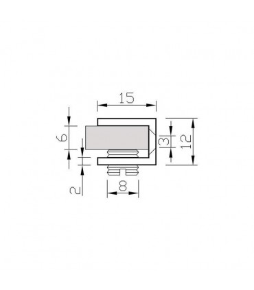 Pince fixe pour vitrine en verre d'épaisseur 4 à 6 mm