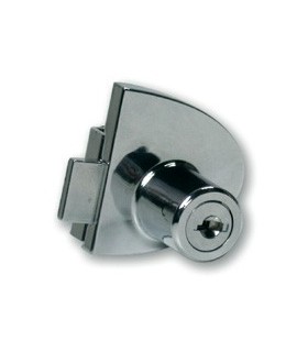 Serrure pour porte de vitrine double en verre