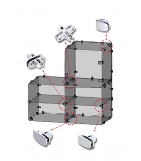 Connecteur quatre volumes de verre à 90° et 180° Connecteur quatre volumes de verre à 90° et 180°