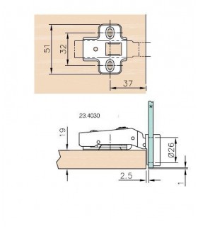 Charnière pour porte de vitrine verre recouvrant Charnière pour porte de vitrine verre recouvrant
